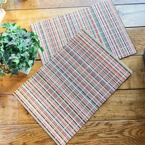 Pair of Vintage Wood Roll Up Placemat/Large Trivets